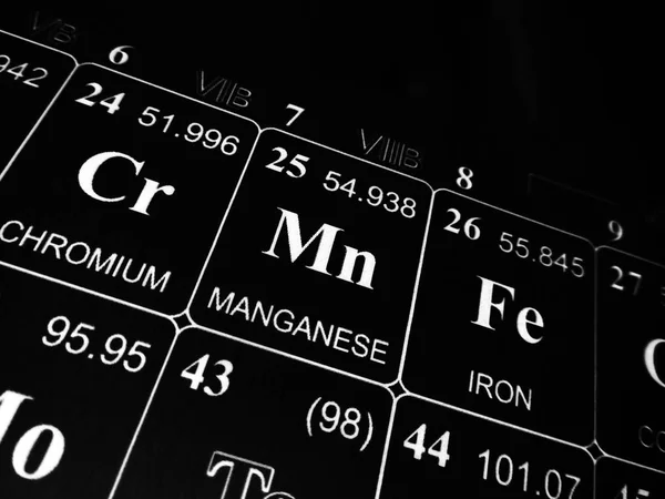 Manganese on the periodic table of the elements — Stock Photo, Image