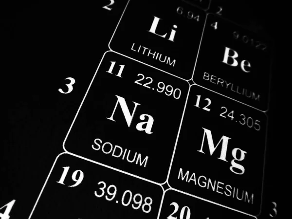 Sodium sur le tableau périodique des éléments — Photo