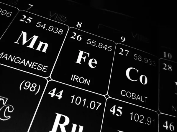 Ferro na tabela periódica dos elementos — Fotografia de Stock
