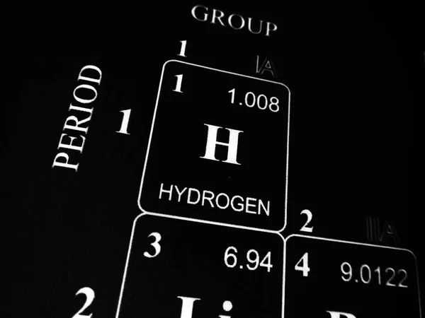 Vodík v periodické tabulce prvků — Stock fotografie