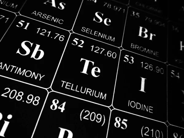 Теллур в периодической таблице элементов — стоковое фото
