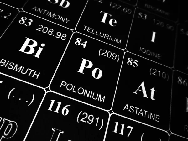 Polonium on the periodic table of the elements — Stock Photo, Image