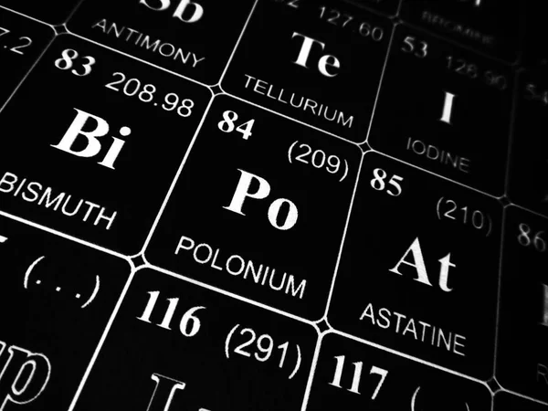 Полоний в периодической таблице элементов — стоковое фото