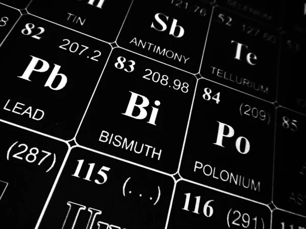 Bismuth on the periodic table of the elements — Stock Photo, Image