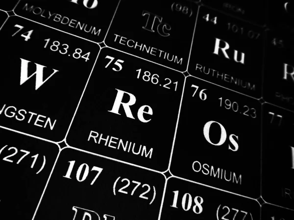 Renio en la tabla periódica de los elementos — Foto de Stock