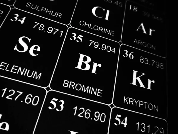 Бром в периодической таблице элементов — стоковое фото
