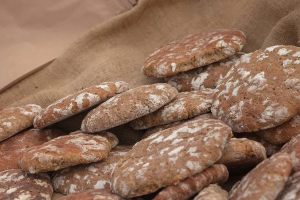 Traditional Rye flour bread cooked on site during the "Speckfest" celebration in Val di Funes, Dolomites. — Stock Photo, Image