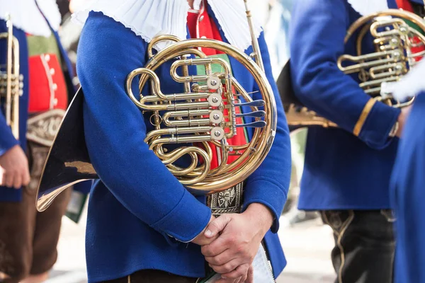 Musiker Typisk Dräkt Lokal Höstfest Val Isarco Sydtyrolen — Stockfoto