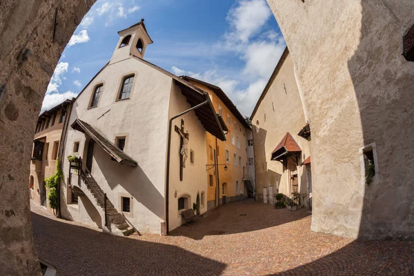 view from the historical center of the Italian little town of Chiusa in South Tirol