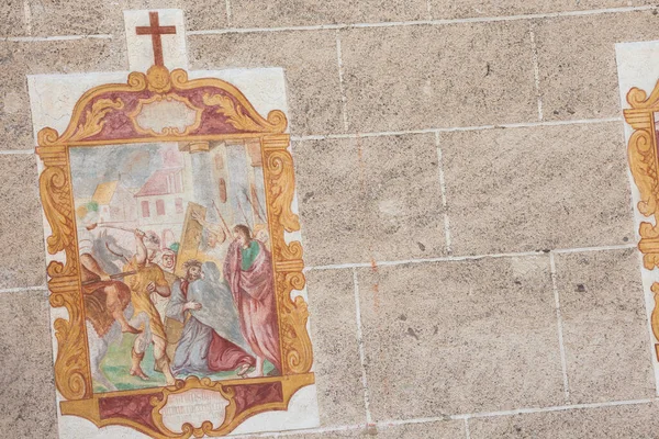 Val Funes Italien September 2017 Fresco Från Magdalena Lilla Kyrka — Stockfoto