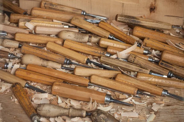 detail of a table of a wood sculptor laboratory