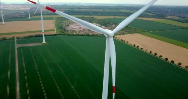 Drone Flygfoto Över Vind Turbiner Fältet Och Kolgruva Hambach Tyska — Stockvideo