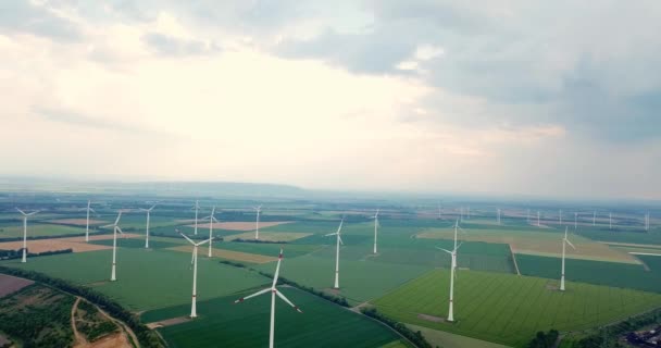 Drone Flygfoto Över Vind Turbiner Fältet Och Kolgruva Hambach Tyska — Stockvideo