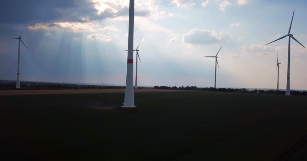 Drone Video Vindkraft Turbiner Fältet Hambach Tyska Rwe Power Industriområde — Stockvideo