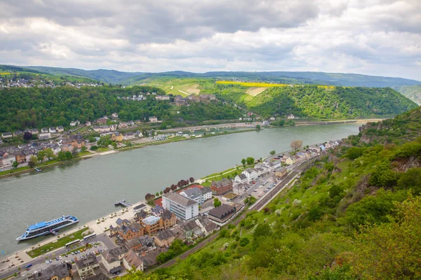 Vista Superior Sankt Goarshausen Goar Valle Del Rin Alemania — Foto de Stock