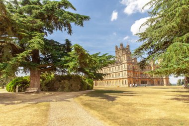Highclere Kalesi olarak sity abbey park ve yeşil Lübnan sedir Neubury Hampshire İngiltere ile yapıyor