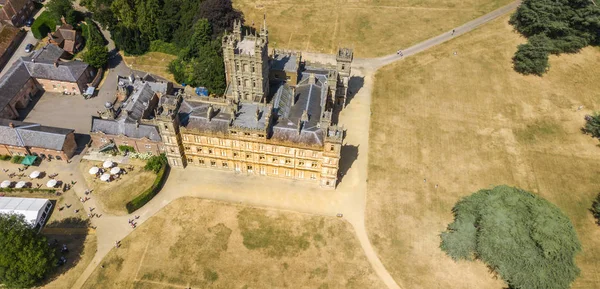 Drone Fotografia Aérea Castelo Highclere Famoso Como Abadia Downton Parque — Fotografia de Stock