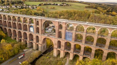 Goeltzschtalbruecke Netzschkau Vogtland Almanya en büyük tuğla Bridge dünya üzerinde havadan görünümü