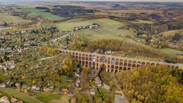 Vista Aérea Del Goeltzschtalbruecke Netzschkau Vogtland Alemania Puente Ladrillo Más — Foto de Stock