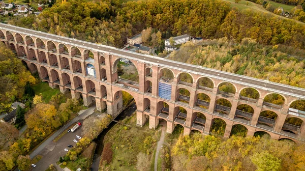 Flygfoto Goeltzschtalbruecke Netzschkau Vogtland Tyskland Största Tegel Överbryggar Världen — Stockfoto