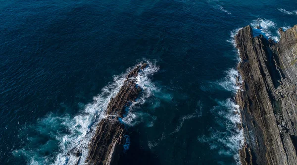 Zobacz Antena Klify Fale Cabo Sardao Atlantic Coast Portugalia — Zdjęcie stockowe