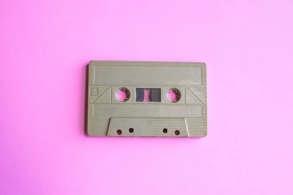 Retro of tape cassette on yellow background. soft focus. — Stock Photo, Image