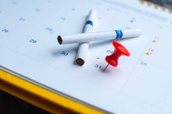 красный значок на календаре 31 мая (концепция Всемирного дня без табака) subjec
