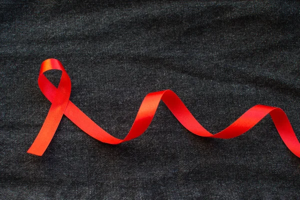 Nastro Rosso Con Concetto Giornata Mondiale Dell Aids — Foto Stock