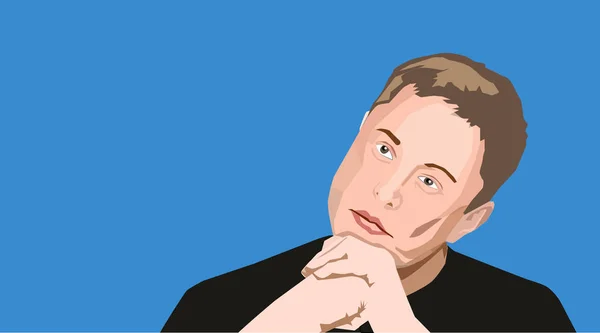 5 juni 2018: berömda entreprenör och VD Elon Musk. Vector portrai — Stock vektor