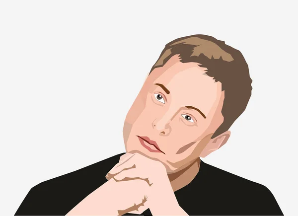 5 Haziran, 2018: ünlü girişimci ve Ceo Elon Misk. Vektör portrai