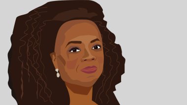 8 Haziran, 2018: ünlü televizyon sunucusu ve başarılı bir iş kadını Oprah Winfrey vektör portresi.