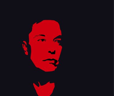 Ağustos, 2018: Ünlü kurucusu, Ceo ve girişimci Elon Misk vektör portre. Elon Misk kırmızı siluet siyah arka plan üzerine.
