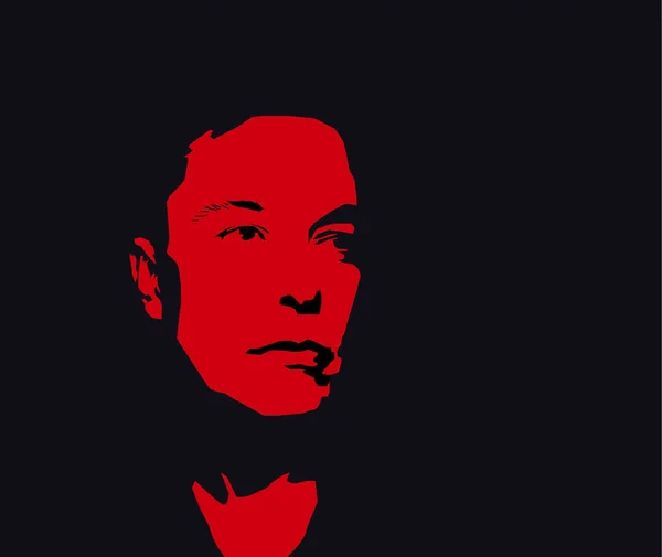 Ago, 2018: Famoso fundador, CEO y empresario Elon Musk vector retrato. Elon Musk silueta roja sobre fondo negro . — Archivo Imágenes Vectoriales