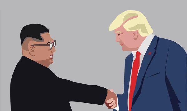 Sept., 2018 : Portrait du président américain Donald Trump et du leader nord-coréen Kim Jong-un, Portrait Illustration vectorielle du dessin — Image vectorielle