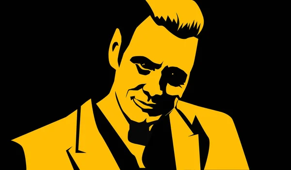 Oct, 2018 : Portrait vectoriel Jim Carrey, silhouette jaune et noire . — Image vectorielle