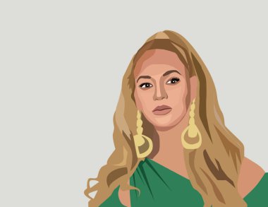 Kasım, 2018: Vektör çizim ünlü şarkıcı Beyonce Knowles portresi