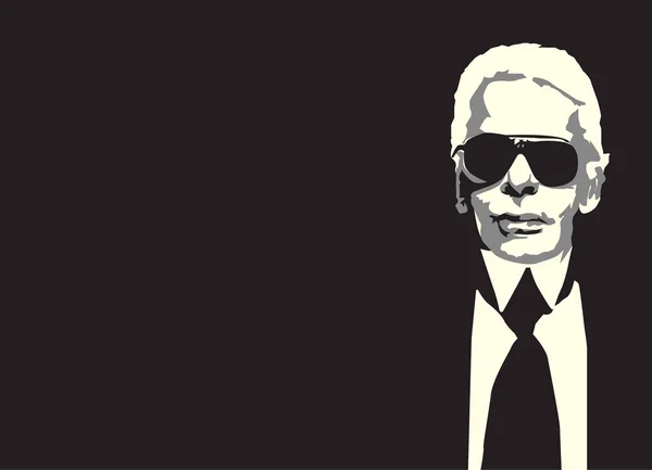 Febr 19., Párizs, Franciaország: legendás divattervező Karl Lagerfeld meghalt 85 éves korában — Stock Vector