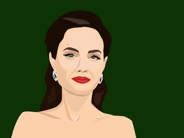 Apr, 2019: Vector portrait of Angelina Jolie - a famous actress and philanthropist — Stock Vector