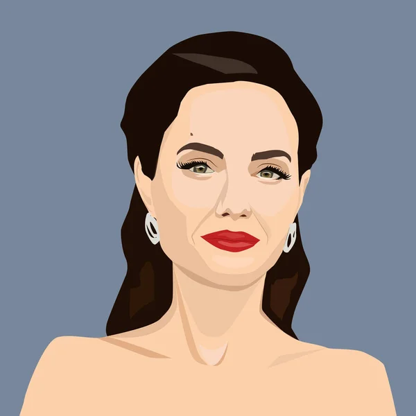 Abr, 2019: Retrato vectorial de Angelina Jolie, una famosa actriz y filántropa — Vector de stock