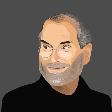 Mayıs, 2018: Ünlü girişimci Steve Jobs Vektör Portresi.