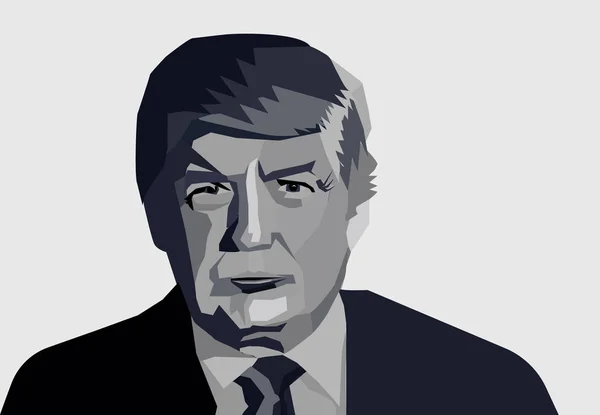 Mayo de 2019: Retrato vectorial del presidente estadounidense Donald Trump. Donald Trump sobre fondo claro . — Vector de stock