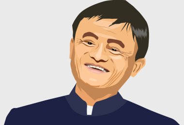 Mayıs, 2019: Jack Ma vektör portre. Ünlü girişimci ve Ceo Jack Ma