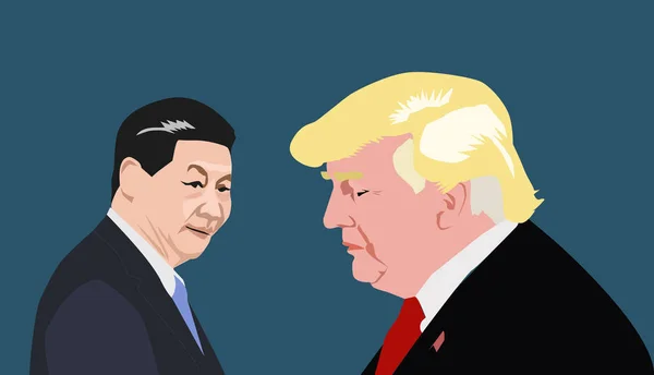 Május, 2019: Donald Trump amerikai elnök a kínai árukra díjakat emelt. Kína azt mondja, hogy visszaütni — Stock Vector