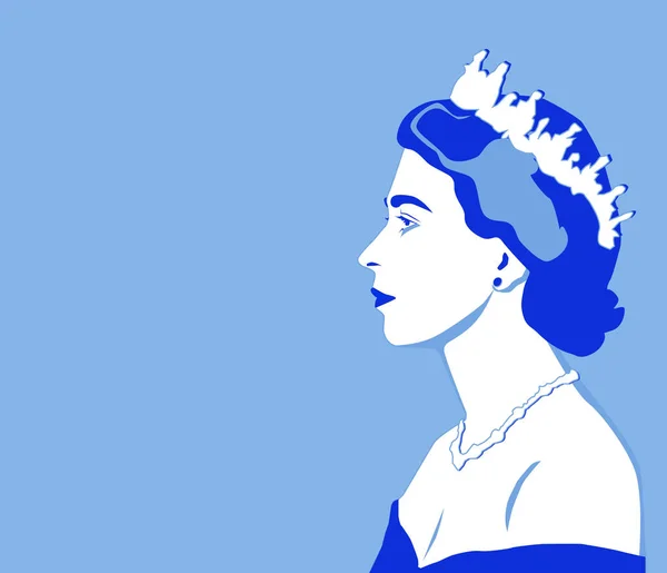 Maio de 2019, Londres, Reino Unido: ilustração vetorial, retrato da rainha Isabel II — Vetor de Stock