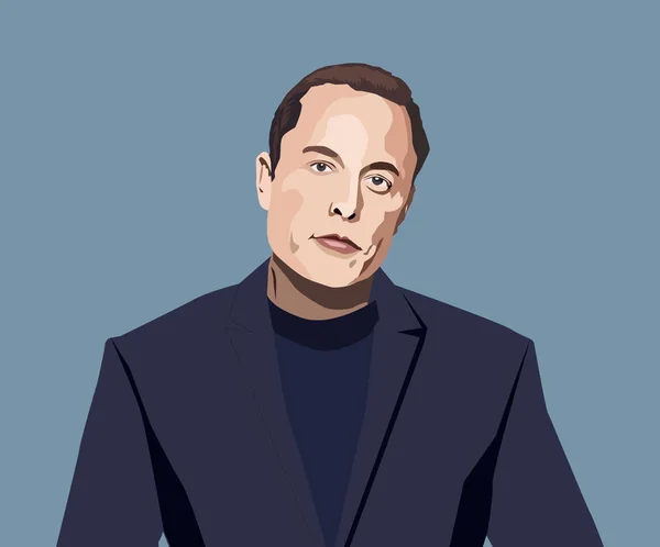 Sept, 2019: Famous entrepreneur and CEO of Tesla and SpaceX Elon — Vector de stock