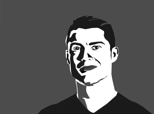 포르투갈, 2019 년: 호날두로 알려진 크리스티아누 호날두는 유명 한 프로 축구 선수이다. Vector portrait illustration — 스톡 벡터