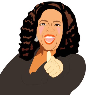 Ekim 2019: Oprah Winfrey - Amerikalı medya yöneticisi, aktris, talk show sunucusu, televizyon yapımcısı ve hayırsever. Vektör Portresi.