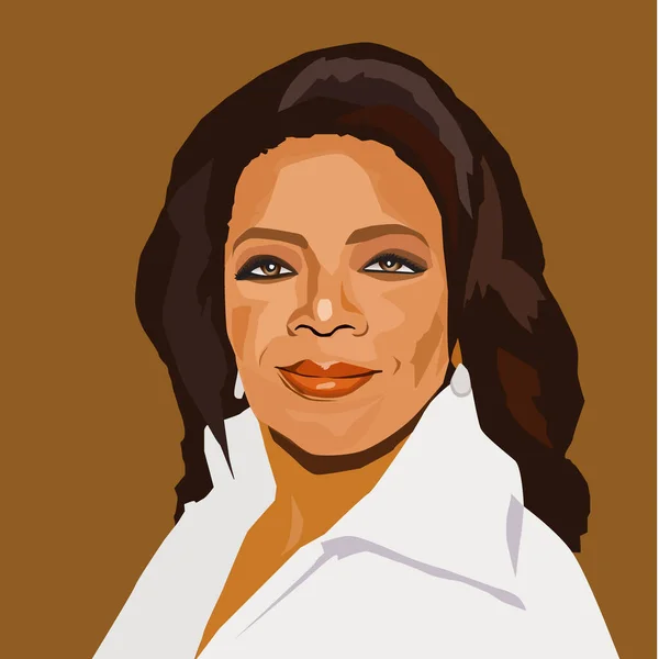 Okt 2019: Oprah Winfrey - amerikansk medierektor, skådespelerska, pratshowvärd, tv-producent och filantrop. Vektorporträtt. — Stock vektor