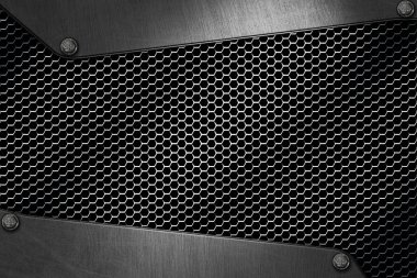 krom metal ve karbon fiber mesh. metal arka plan ve doku. 3D çizim.