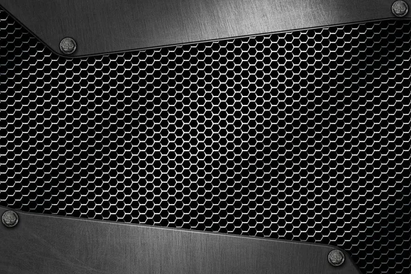 chrome metal and carbon fiber mesh. metal background and texture. 3d illustration.